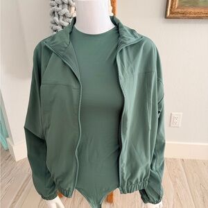 VS PINK Green Zip-Up Jacket and Bodysuit Set